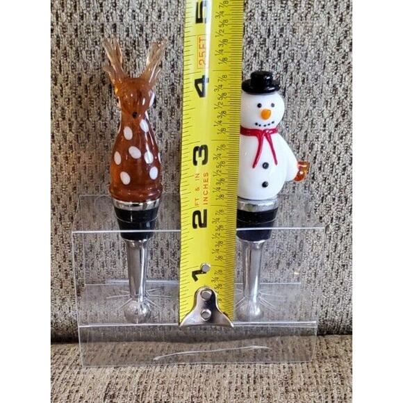 Art-glass Reindeer and Snowman Wine Bottle Stoppers LS Arts House Warming Gift - Picture 6 of 8